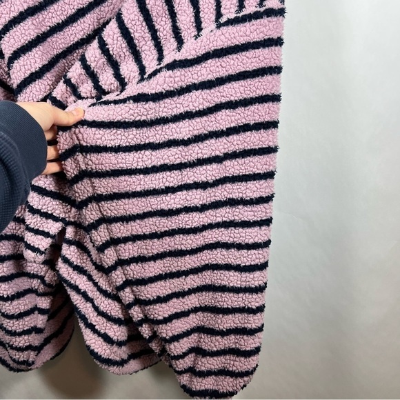 Free People women’s Connell Sherpa pullover size XS v-neck striped purple - Picture 10 of 13